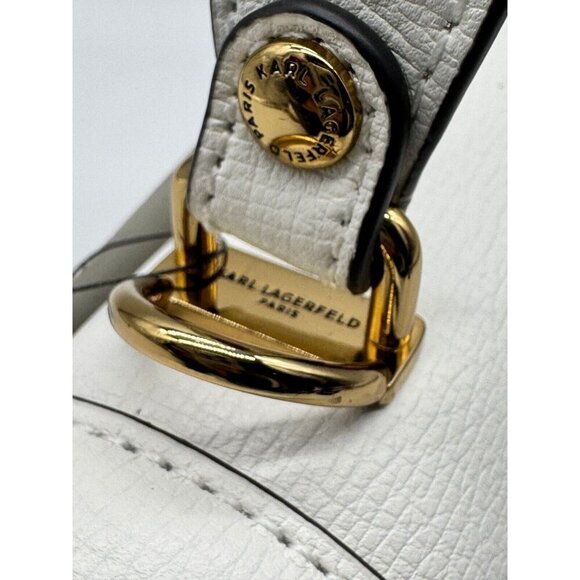 KARL LAGERFELD Simone leather flap top handle small satchel (no long strap)WHITE - Picture 5 of 12